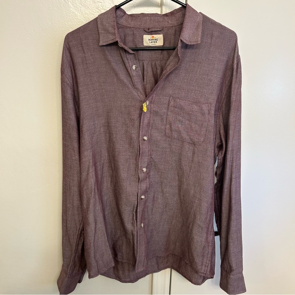 Marine Layer Purple Button-Down Long Sleeve Shirt Men’s Medium – Collared Casual
